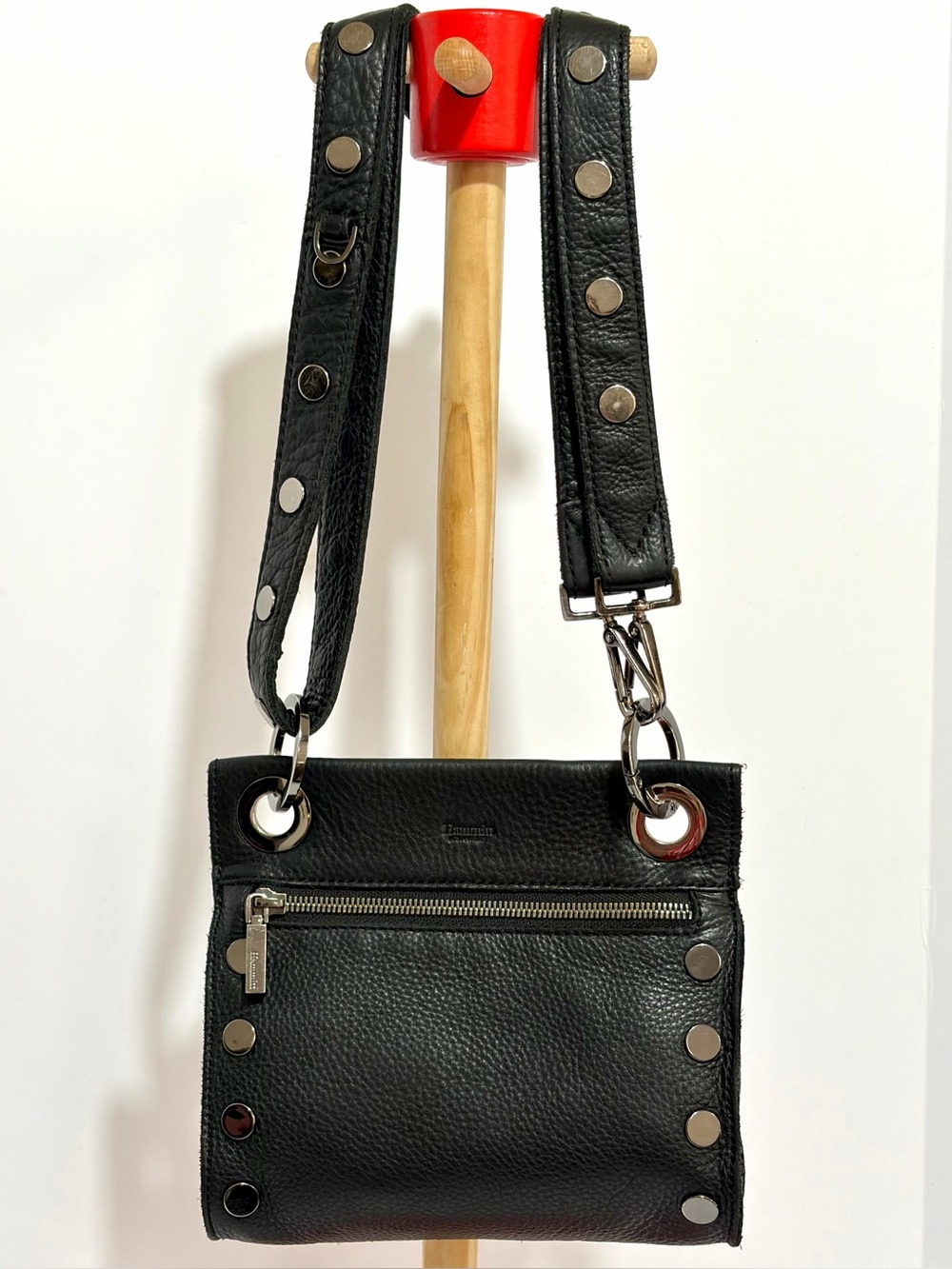 Hammitt Tony Small In Black Leather/Gunmetal/Limited Edition GM Riveted Strap